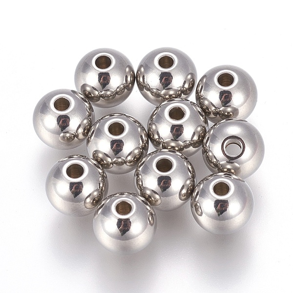 

PandaHall 201 Stainless Steel Beads, Round, Stainless Steel Color, 8x7mm, Hole: 1.8~2mm 201 Stainless Steel Round