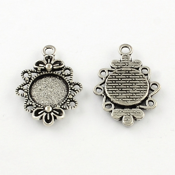 

PandaHall Tibetan Style Zinc Alloy Flower Pendant Cabochons Bezel Settings, Lead Free & Cadmium Free, Antique Silver, Oval Tray: 12mm...