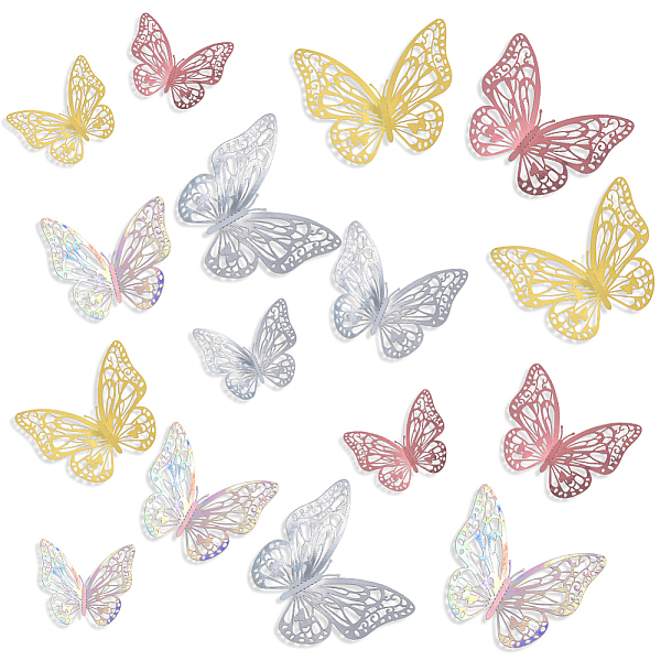 

PandaHall CRASPIRE 8 Sets 4 Colors PET Mirror Wall Stickers, with Glue Stickers, for Home Living Room Bedroom Decoration, 3D Butterfly..., Multicolor