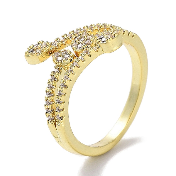 

PandaHall Brass Micro Pave Cubic Zirconia Cuff Rings, Long-Lasting Plated, Leaf, Golden, US Size 6 3/4(17.1mm) Brass+Cubic Zirconia Leaf..., Clear