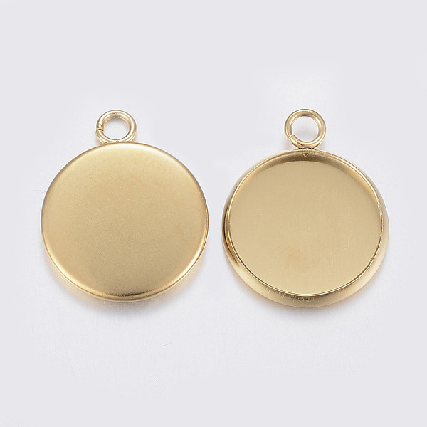 

PandaHall 304 Stainless Steel Pendant Cabochon Settings, Plain Edge Bezel Cups, Flat Round, Golden, 22x18x2mm, Hole: 2.5mm, Tray: 16mm 304...