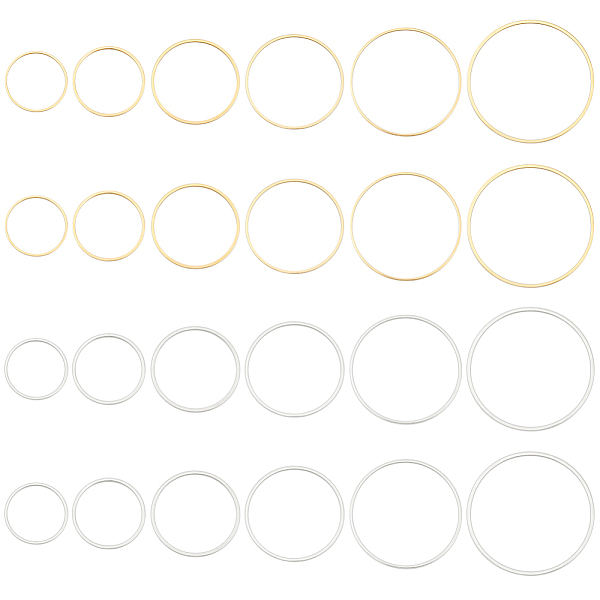 

PandaHall BENECREAT 24Pcs 12 Style Brass Linking Rings, Long-Lasting Plated, Round Ring, Real 24K Gold & 925 Sterling Silver Plated...