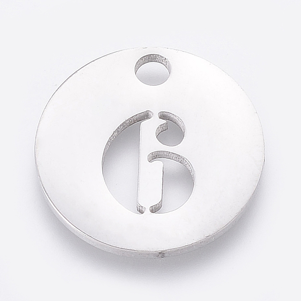 

PandaHall 304 Stainless Steel Pendants, Cut-Out, Hollow, Flat Round with Number, Stainless Steel Color, Num.6, 19x1.5mm, Hole: 2.5mm 304...