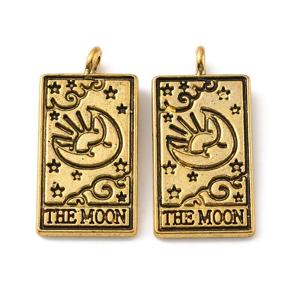 

PandaHall Tibetan Style Alloy Pendants, Rectangle with Tarot Pattern, Moon, 26x13x2mm, Hole: 2mm Alloy Moon