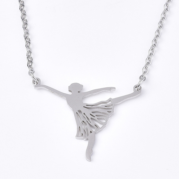 

PandaHall 201 Stainless Steel Pendant Necklaces, with Cable Chains, Ballerina, Stainless Steel Color, 16.9 inch(43cm), 2mm, Ballerina...