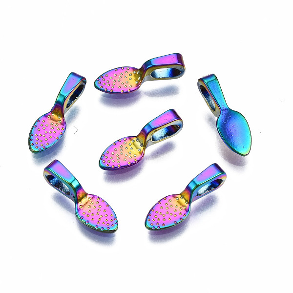 

PandaHall Rainbow Color Alloy Glue-on Flat Pad Bails for Pendant Making, Cadmium Free & Nickel Free & Lead Free, Teardrop, 15x5x4.5mm, Hole...