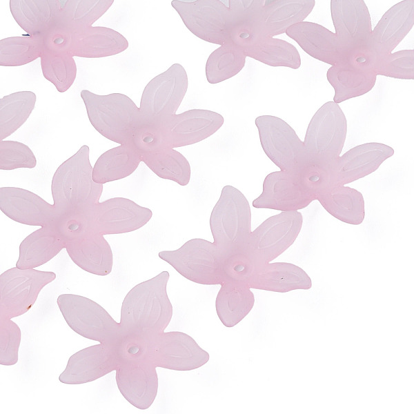 

PandaHall Transparent Acrylic Beads, Frosted, Flower, Pink, 26x27x6mm, Hole: 1.8mm, about 980pcs/500g Acrylic Flower Pink