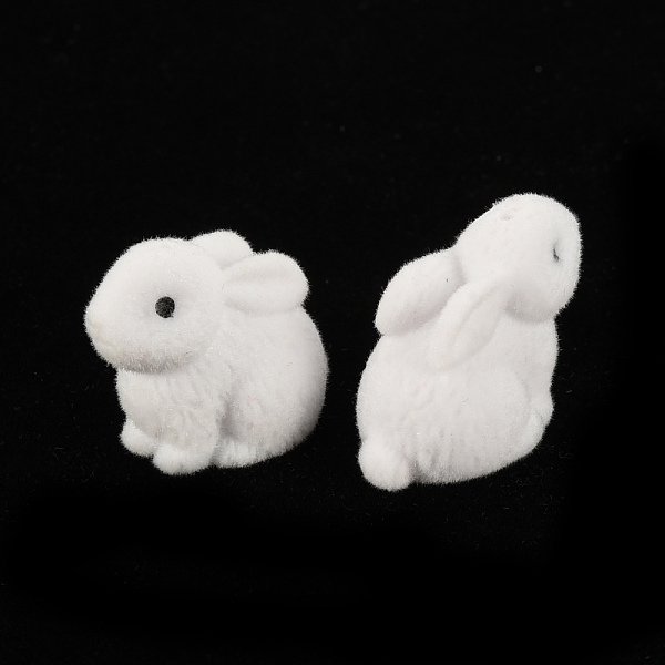 

PandaHall Flocky Plastic Beads, Half Drilled Beads, Rabbit, White, 17.5x21x12mm, Hole: 1mm Plastic Rabbit White