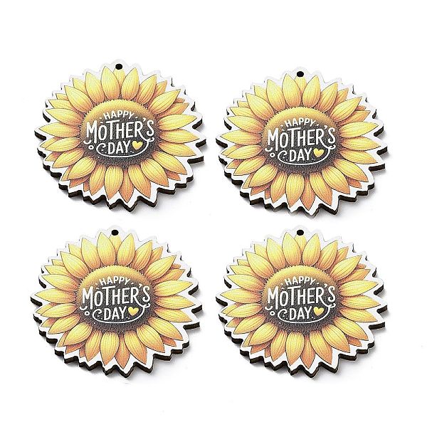 

PandaHall Momther's Day Wooden Pendants, Flower, 45x44.5x2.5mm, Hole: 1.6mm Wood Flower