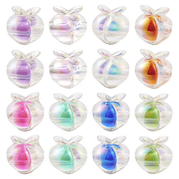

PandaHall 64Pcs 8 Colors UV Plating Rainbow Iridescent Acrylic Beads, Two Tone Bead in Bead, Peach, Mixed Color, 18x17.5x16mm, Hole: 3.5mm..., Multicolor