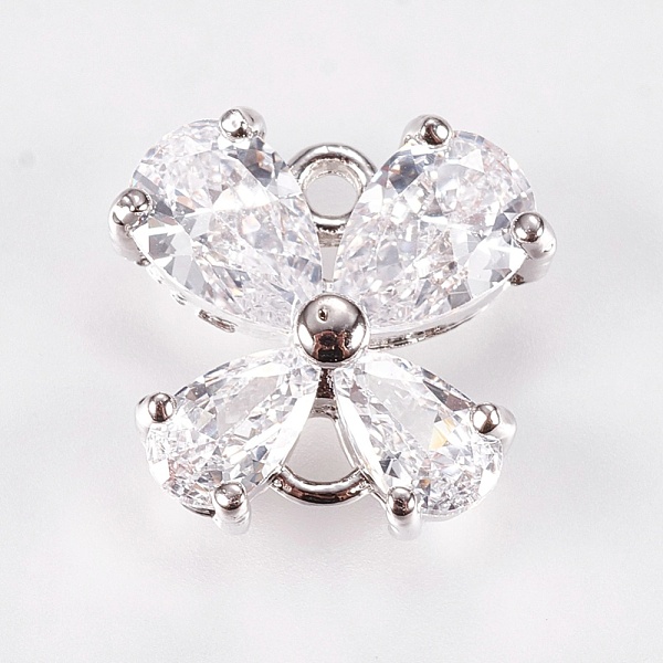 

PandaHall Brass Micro Pave Cubic Zirconia Links, Clear, Nickel Free & Lead Free & Cadmium Free, Butterfly, Platinum, 10.5x11x4mm, Hole: 1mm...