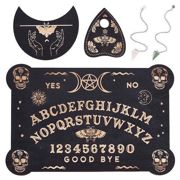 

PandaHall CREATCABIN Witch Craft Sets, including Wooden Pendulum Board, Crystal Ball & Tarot Card Holder, Natural Rose Quartz & Green...