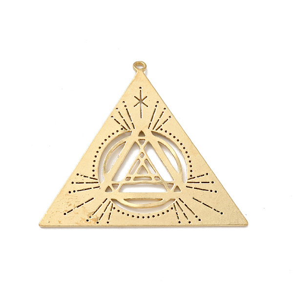 

PandaHall Brass Pendants, Triangle, Golden, 30x34.5x0.5mm, Hole: 1.2mm Brass Triangle
