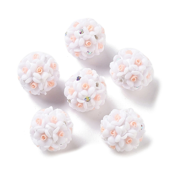 

PandaHall Luminous Resin Pave Rhinestone Beads, Glow in the Dark Flower Round Beads with Porcelain, Light Salmon, 19~22mm, Hole: 2mm Resin...
