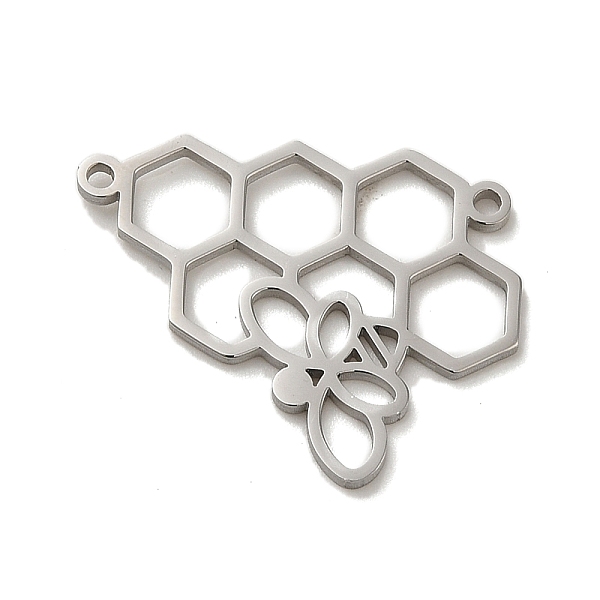 

PandaHall 304 Stainless Steel Connector Charms, Laser Cut, Honeycomb with Bee Link, Stainless Steel Color, 17.5x22x1mm, Hole: 1.2mm 304...