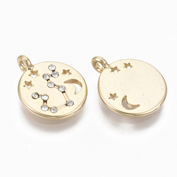 

PandaHall Alloy Pendants, with Crystal Rhinestone, Cadmium Free & Nickel Free & Lead Free, Constellation, Real 18K Gold Plated, Leo..., Clear