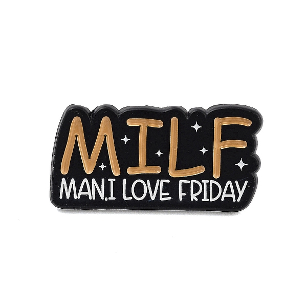 

PandaHall Black Alloy Brooches, MILF - Man, I Love Friday Enamel Pins, for Backpack Clothes, Word, Black, 15.5x30.5x1.5mm Alloy+Enamel...