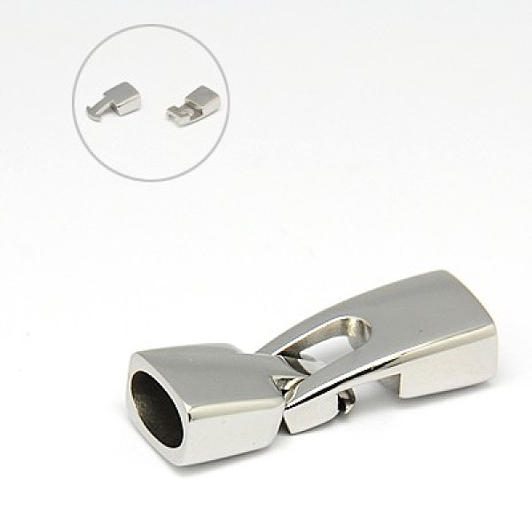 

PandaHall 304 Stainless Steel Snap Lock Clasps, Stainless Steel Color, 34x12x9mm, Hole: 6x10mm 304 Stainless Steel