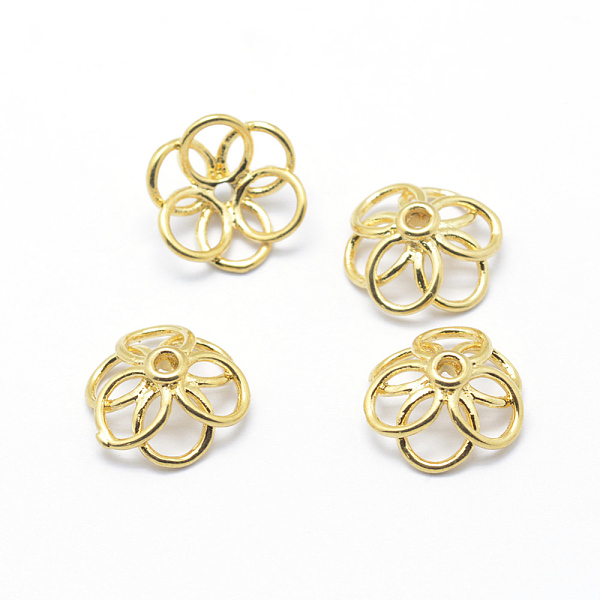 

PandaHall Brass Bead Caps, 6-Petal, Real 18K Gold Plated, Lead Free & Cadmium Free & Nickel Free, Flower, 15.5x5.5mm, Hole: 2mm Brass
