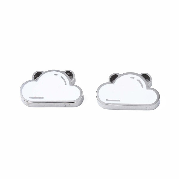 

PandaHall 304 Stainless Steel Pendants, with Enamel, Cloud, White, 10x18x3mm, Hole: 1mm Stainless Steel+Enamel Cloud White