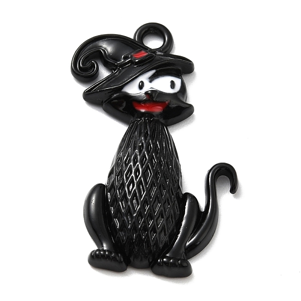 

PandaHall Halloween Alloy Enamel Pendants, Cat with Witch Hat, Electrophoresis Black, 32.5x21x5mm, Hole: 2mm Alloy+Enamel Cat Shape