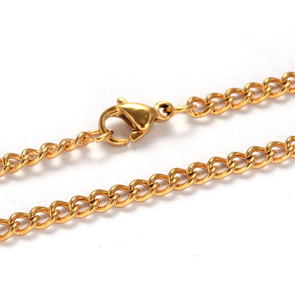 

PandaHall 304 Stainless Steel Twisted Chain Curb Chain Necklaces, with Lobster Claw Clasps, Golden, 21.85 inch(55.5cm), 3mm 304 Stainless...