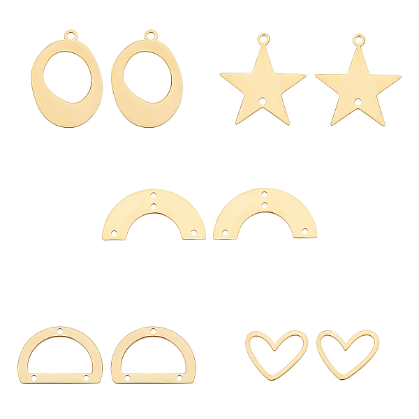 

PandaHall Unicraftale 10Pcs 5 Styles 201 Stainless Steel Chandelier Components Links, Laser Cut, Mixed Shapes, Real 18K Gold Plated...