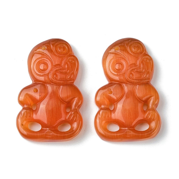 

PandaHall Dyed Natural Selenite Big Pendants, Monkey, Coral, 50~51x31~31.5x7~9mm, Hole: 1.6~1.8mm Selenite Monkey Red