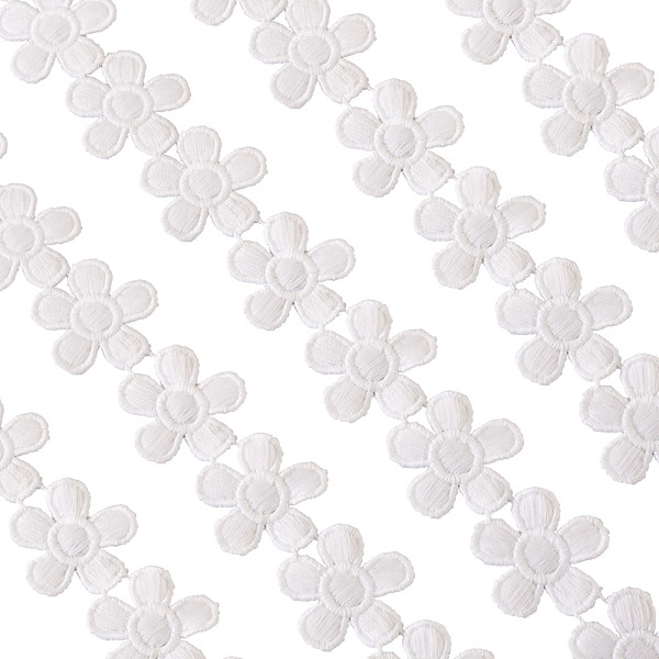 

PandaHall Polyester Lace Trim, Flower Pattern, White, 40mm Polyester White