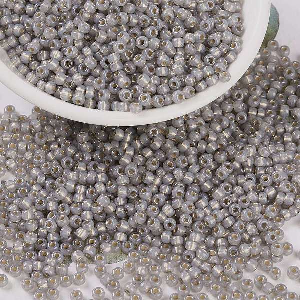 

PandaHall MIYUKI Round Rocailles Beads, Japanese Seed Beads, 8/0, (RR2356) Silverlined Light Taupe Opal, 3mm, Hole: 1mm, about..., Gray