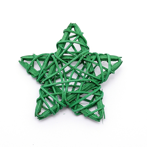 

PandaHall Rattan Art Craft, Star, Green, 60~63x60~64x12~17mm Rattan Star Green