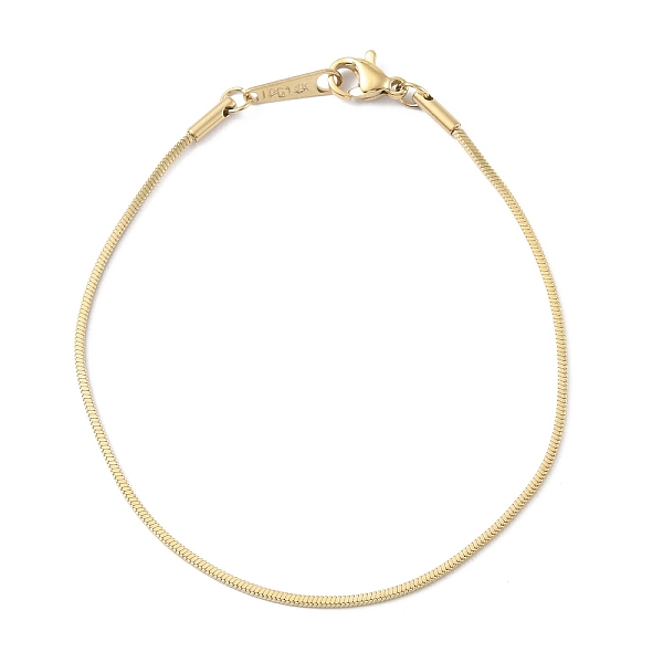 

PandaHall Ion Plating(IP) 304 Stainless Steel Flat Snake Chain Bracelets for Men Women, Real 14K Gold Plated, 7-5/8 inch(19.3cm) 304...