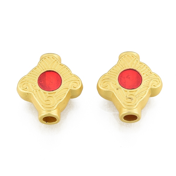 

PandaHall Alloy Enamel Beads, Matte Style, Rhombus, Matte Gold Color, 13x12x4.5mm, Hole: 2.5mm Alloy+Enamel Rhombus Red