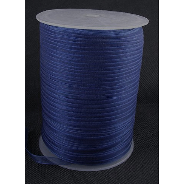 

PandaHall Organza Ribbon, Galloon, Dark Blue, 1/8 inch(3mm), 1000yards/roll(914.4m/roll) Polyester None Blue