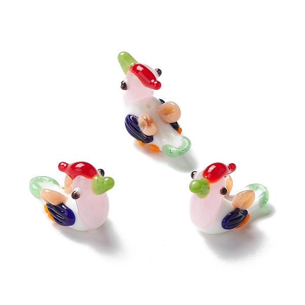 

PandaHall Handmade Lampwork Beads, Mandarin Duck, Lavender Blush, 28~29x11.5x17.5~19mm, Hole: 0.9~1.4mm Lampwork Duck