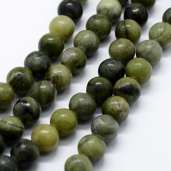 

PandaHall Natural Xinyi Jade/Chinese Southern Jade Beads Strands, Round, 8mm, Hole: 0.8mm, about 45pcs/strand, 14.96 inch(38cm) Chinese...