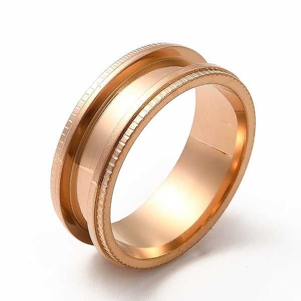 

PandaHall 201 Stainless Steel Grooved Finger Ring Settings, Ring Core Blank, for Inlay Ring Jewelry Making, Rose Gold, Inner Diameter: 20mm...