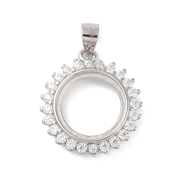 

PandaHall 925 Sterling Silver Micro Pave Cubic Zirconia Pendant Setting, Open Back Settings , Round, Tray: 10mm, 17x15x3mm, Hole: 3.5mm...