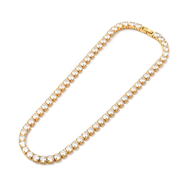 

PandaHall Clear Cubic Zirconia Tennis Necklace, 304 Stainless Steel Link Chain Necklace for Women, Golden, Link: 6x6x5mm, 17.72 inch(45cm)...