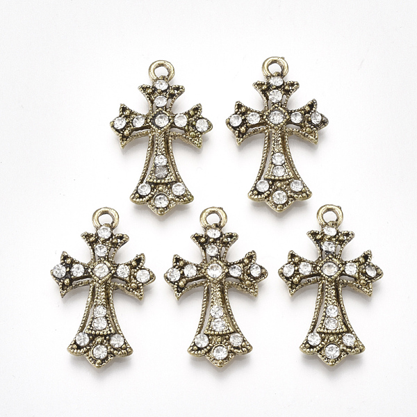 

PandaHall Tibetan Style Alloy Pendants, with Rhinestone, Cross, Crystal, Antique Bronze, 32x19.5x4.5mm, Hole: 2.5mm Alloy Cross