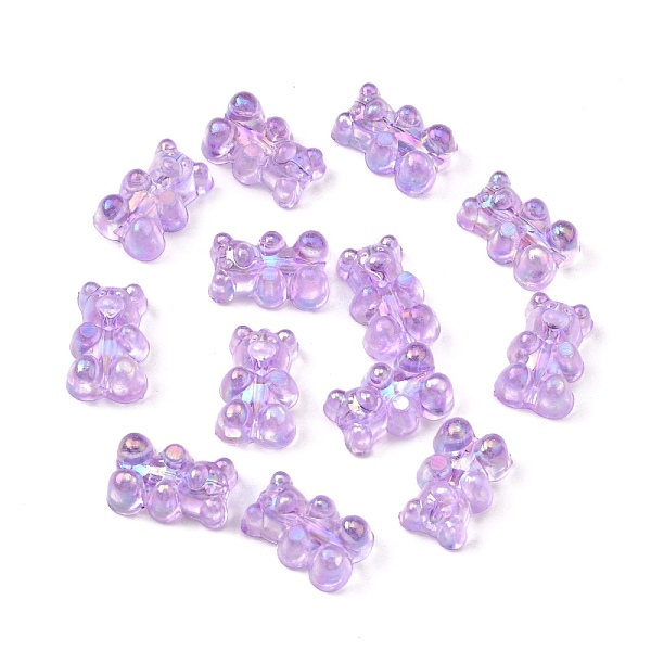 

PandaHall Transparent Resin Beads, AB Color Plated, Bear, Lilac, 16x10.5x7mm, Hole: 1.8mm, 20pcs/bag Resin Bear Purple