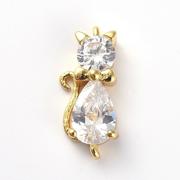 

PandaHall Brass Micro Pave Cubic Zirconia Kitten Links connectors, Cat, Clear, Golden, 18x8x5mm, Hole: 1.2mm Brass+Cubic Zirconia Cat Shape...