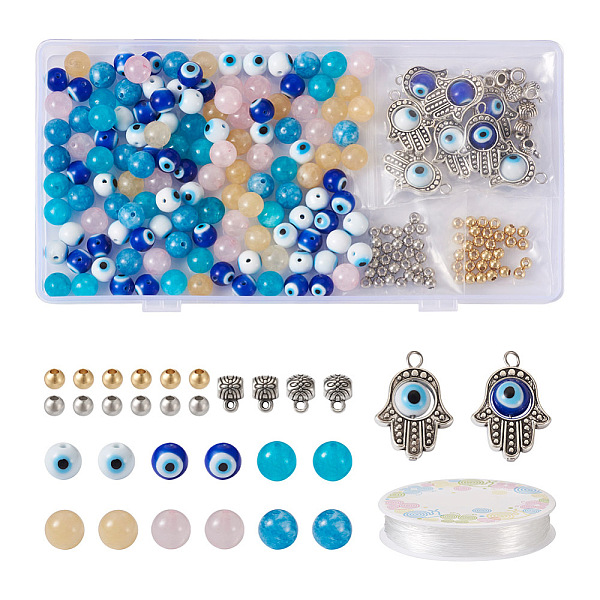 

PandaHall Fashewelry DIY Evil Eye Bracelet Making Kit, Including Natural Quartz & Lampwork Round Beads & Pendants, Alloy & Lampwork Hamsa..., Multicolor