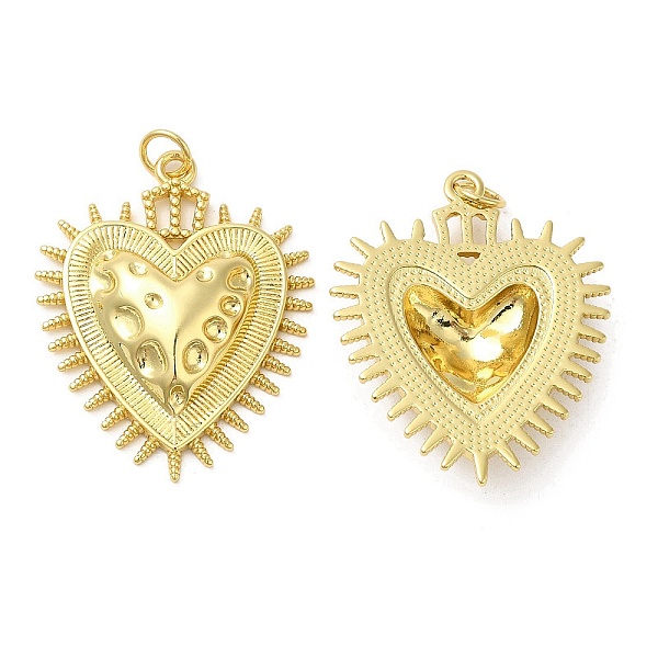 PandaHall Rack Plating Brass Pendants, with Jump Ring, Lead Free & Cadmium Free, Long-Lasting Plated, Heart Charms, Real 18K Gold Plated...