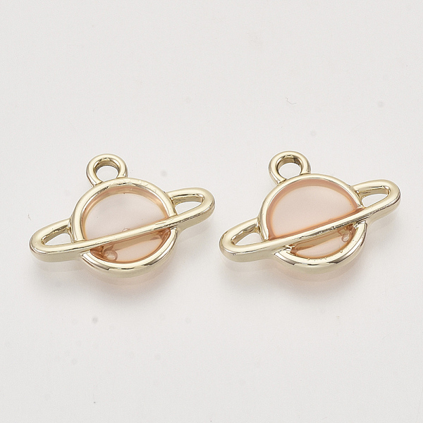 

PandaHall Epoxy Resin Pendants, with Light Gold Alloy Open Back Settings, Planet, Universe Space Charms, Light Salmon, 14.5x19.5x2.5mm, Hole..., Red
