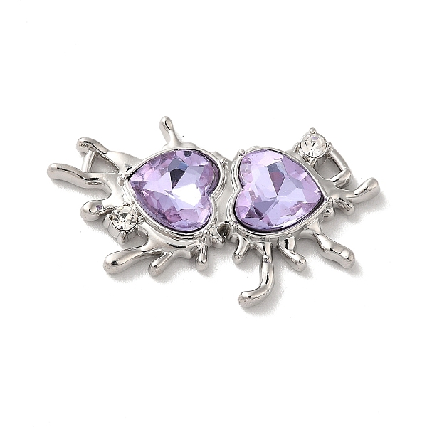 

PandaHall Alloy Connector Charms, Melting Heart Links with Glass, Lead Free & Cadmium Free, Platinum, Purple, 24x40x6mm, Hole: 2.6x2mm and...