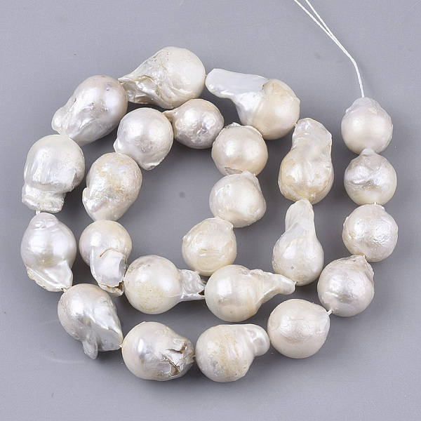 

PandaHall Natural Baroque Pearl Keshi Pearl Beads Strands, Cultured Freshwater Pearl, Teardrop, Seashell Color, 14~28x12~16x12~16mm, Hole...