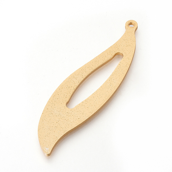 

PandaHall Eco-Friendly Aluminium Pendants, Laser Cut Pendants, Leaf, Gold, 90x24.5x2~2.5mm, Hole: 3mm Aluminum Leaf Gold