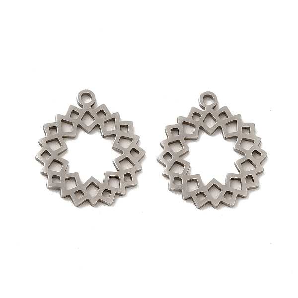 

PandaHall 201 Stainless Steel Pendants, Hollow Flower Charms, Stainless Steel Color, 17.5x15.8x0.9mm, Hole: 1.4mm 201 Stainless Steel Flower