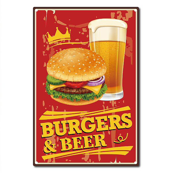 

PandaHall CREATCABIN Burgers Beer Metal Sign Hamburger Sign Retro Vintage Bar Tin Signs for Snackery Restaurant Home Decoration, 8 x 12 Inch...